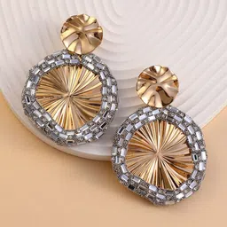 SOHI Revolving Mirror Gold-Plated Contemporary Drop Earrings-25
