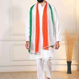 Koshin Men Pure Cotton Kurta with Pyjamas & Dupatta for Independace Special-image-2
