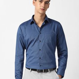 Van Heusen Men Slim Fit Textured Spread Collar Pure Cotton Formal Shirt-picture-0