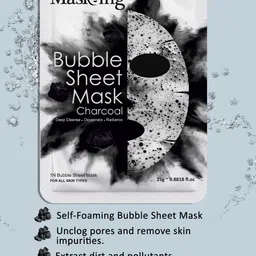 MasKing Bubble Set Of 2 Masking Charcoal Sheet Mask For Anti-Pollution - 25g Each image 5