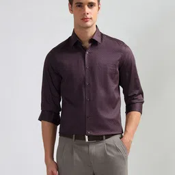 Arrow Manhattan Slim Fit Geometric Self Design Satin Pure Cotton Formal Shirt-picture-47
