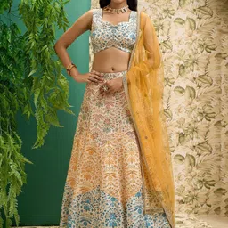 DIVASTRI Embroidered Sequinned Semi-Stitched Lehenga & Unstitched Blouse With Dupatta-picture-11