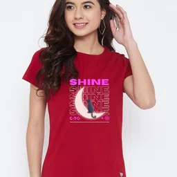 HESHA Women Graphic Printed Regular Fit Round Neck Cotton T-shirt-26