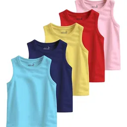 x2o Kids Pack Of 5 Pure Cotton Basic Vests VST_PT_E005_19_P5-image-33