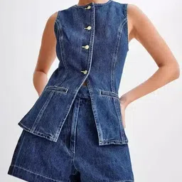 Alamode By Akanksha Blue Amreah Statement Denim Coord-picture-20