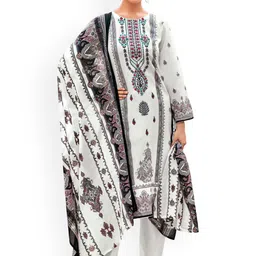 DRAVINAM Trends Floral Embroidered Thread Work Pure Cotton Unstitched Dress Material-image-90