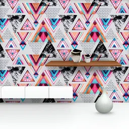 ArtzFolio Printed UV-Resistant Anti-Bacterial Abstract Watercolor Triangles Peel & Stick Wallpaper image 3