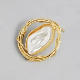 Anouk Gold-Plated Mother of Pearl Circular Shaped Studs image 2