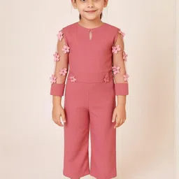 YK Girls Pink Solid Basic Jumpsuit-picture-11
