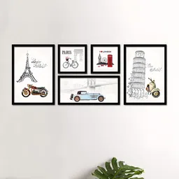 Art Street Black & White 5 Piece Synthetic Wood Abstract Wall Paintings-image-82