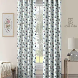 Aura Beige & Blue 2 Pieces Abstract Black Out Door Curtain-image-99