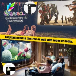 Savsol Eyelet Foldable projector Screen 7 ft. (W) x 5 ft. (H) 100" Inch Diagonal Design 01 Projector Screen (Width 184 cm x 123 cm Height) image 5