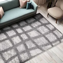 Sapana Carpet-Mats Grey Geometric Shaggy Polyester Carpet-picture-51