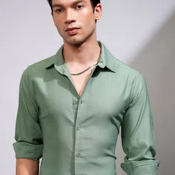 HIGHLANDER Men Spread Collar Solid Cotton Formal Shirt-picture-25