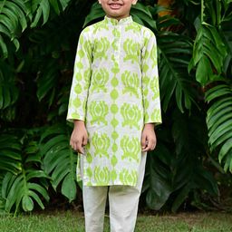 EthIndia Boys Floral Printed Regular Pure Cotton Kurta with Pyjamas-33