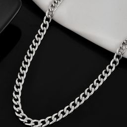 VOJ Men Brass Silver-Plated Handcrafted Chain-image-105
