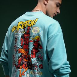 Highlander Marvel Deadpool Men Blue Drop Shoulder Oversized Sweatshirt-image-65