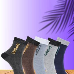 MJE Unisex Pack Of 5 Printed Anti-Odour Ankle-Length Socks-image-109