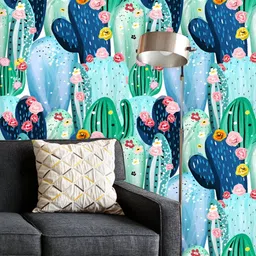 ArtzFolio Printed UV-Resistant Anti-Bacterial Pastel Vintage Cactuses Peel & Stick Wallpaper-image-16