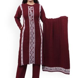 WOOL 4U Women Solid Kurta with Trousers & Dupatta-56