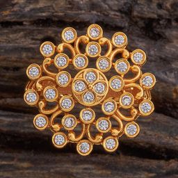 Kushal's Fashion Jewellery Gold-Plated Stone-Studded Antique Finger Ring-image-29