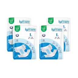 Lyfcare Set Of 4 Adult Classic Tape Diapers - L - 10 Pieces Each-image-32