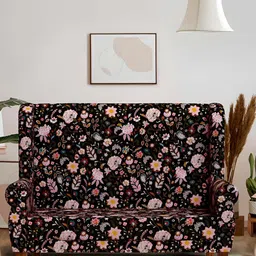 Chumbak Begum Love Seat Bohemian Palampore Black Floral Printed Two Seater Inflatable Sofa-image-36