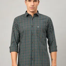 Duke Slim Fit Checked Spread Collar Cotton Shirt-image-76