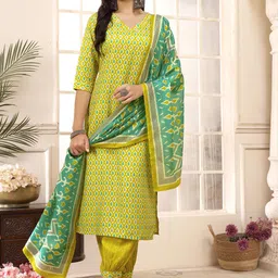 anouk rustic Anouk Women Printed Regular Kurta with Trousers & With Dupatta image 5