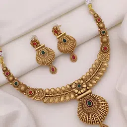 Rujve Jewellery Gold-Plated Stone-Studded Jewellery Set-picture-44