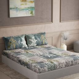 DDecor Blue & White 144 TC Printed King Bedsheet with 2 Pillow Covers-image-17