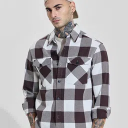 Snitch Men Relaxed Fit Spread Collar Buffalo Checked Cotton Casual Shirt-image-73