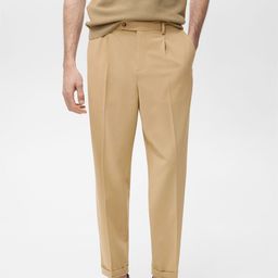 MANGO MAN Men Pleated Mid-Rise Regular Fit Chinos-image-64
