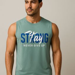 GREATMAN Printed Round Neck Gym Vest GM1110SageGreen_M-11