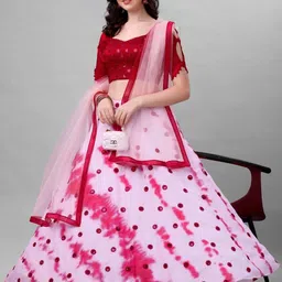 Fashionuma Embroidered Semi-Stitched Lehenga & Unstitched Blouse With Dupatta-picture-27