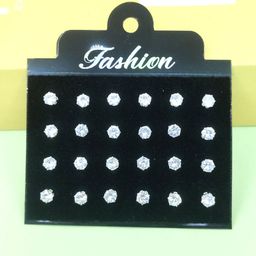 NAVJAI Set of 12 Silver-Plated Metal American Diamond Earrings-image-87