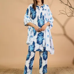 Anouk Women Floral Printed Regular Kurta with Trousers & With Dupatta-image-56