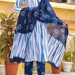 LADY SHOPI Girls Printed Regular Pure Cotton Kurta with Pyjamas & With Dupatta-image-54