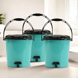 Kuber Industries Green & Black 3 Pieces Pedal Dustbins 5L Each-45