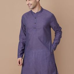 Melange by Lifestyle Band Collar Cotton Straight Kurta-picture-48