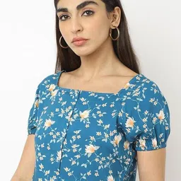 SAKURA Floral Print Puff Sleeve Liva Top-image-53