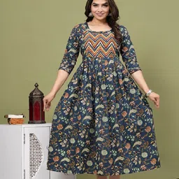 Nevisha Style Women Floral Printed Thread Work Floral Maternity Anarkali Kurta-picture-48