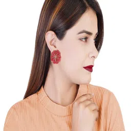 Sangria Artificial Beaded Floral Shaped Studs image 5