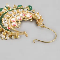 Anouk Gold-Plated Artificial Stones Studded & Beaded Crescent Shaped Chandbalis image 4