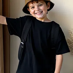 FOREVER FRIDAY Boys Round Neck Drop Shoulder Sleeves Cotton Oversized T-shirt-picture-57