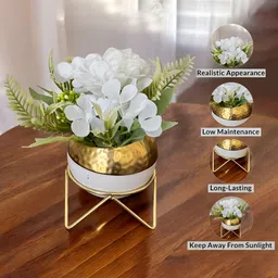 Art Street White 1 Pieces Hydrangea Artificial Flower With Pot-15