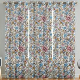 ANA White & Blue Set of 3 Floral Room Darkening Door Curtain-picture-28