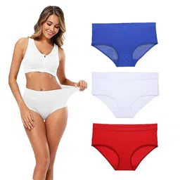 YOU FOREVER Pack Of 3 High-Rise Hipster Briefs - YF-3HWPNT-BLU-WHT-MRN-S-picture-34