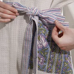 LacyLook Block Printed Cotton Bath Robe image 2