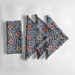 Vargottam 12-Pcs Black & White Printed Cotton Table Napkins-33